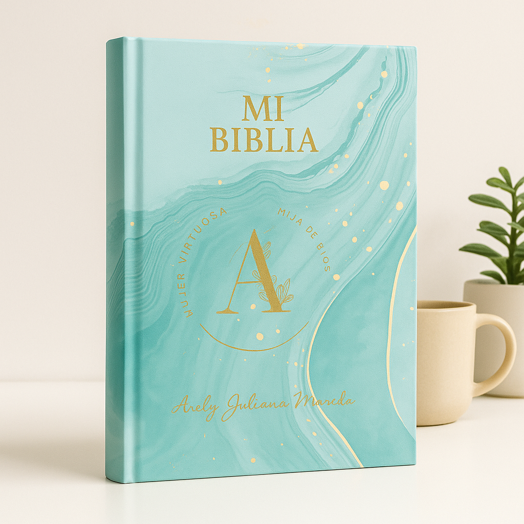 Biblia Golden acqua Personalizada